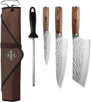 KOFERY 5PCS Chef and BBQ Knife Set with Roll Bag, High Carbon Stainless Steel Knives for Precise Cooking, Outdoor Meat Cutting(Include Sharpening Steel) by CozyNest Decor