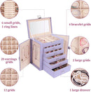 BOOVO Jewelry Box For women, 6 Layer Large Jewelry Organizer With Mirror, Multi-Function Storage Box With Lock, Accessory Holder With 5 Drawers, For Earrings Necklace Ring Bracelet (Purple) by TinyTreasures Baby Boutique