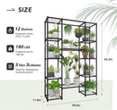 Plant Stand Outdoor Tall Plant Shelf Indoor Metal Large Hanging Plant Cabinet Waterproof Plant Rack Flower Holder for Living Room Patio Balcony Garden Black by GreenHaven Gardens