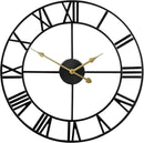 Large Modern Metal Wall Clocks Rustic Round Nearly Silent Little Ticking Battery Operated Roman Numerals Clock for Living Room/Bedroom/Kitchen Wall Decor-(Black, 47cm) by CozyNest Decor