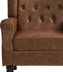 UIXE Faux Leather Accent Chair, High Back Upholstered Armchair for Living Room, Wingback Arm Chair Comfy Single Sofa Bedroom Reading Seat with Solid Wood Legs - Brown by CozyNest Decor