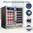 Wine and Beverage Refrigerator 30 Inch, Upgrade Dual Zone Wine Cooler, 30'' Wine beverage Fridge Built in or Freestanding Under Counter Large Capacity Glass Door Advanced Cooling System by CozyNest Decor