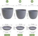 12/10/9 inch Large Plant Pots, 3 Pack Modern Decorative Plastic Planters with Drainage Holes and Saucer for House Garden Plants, Flower Pots for Indoor Outdoor Plants, Speckled Grey by GreenHaven Gardens