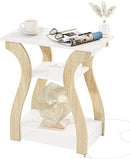 End Table with Charging Station, Side Table with USB Ports and Outlets, Nightstand, 3 Tier End Table with Storage Shelf for Living Room, Bedroom (White) by CozyNest Decor