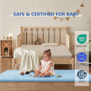 Play Mat for Babies Toddlers,1.3" Thick Elasti-Foam Anti-Fall Cushion Mat for Kids Room,28×72 Bedroom Bedside Rugs,Water-Repellent Soft Coral Velvet(Light Blue) by TinyTreasures Baby Boutique