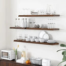 Floating Shelves for Wall, 24"x9.3" Rustic Solid Live-Edge Elm Wood Wall Shelves, Heavy-Duty Floating Shelves with Invisible Brackets, Set of 2 for Living Room, Bedroom, and Kitchen, Walnut Finish by CozyNest Decor
