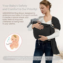 Baby Wrap Ring Sling 7-35 lbs, Baby Sling Carrier for Newborn, Toddler, Infant Holder, Lightweight Baby Carrier Wraps, Black by TinyTreasures Baby Boutique