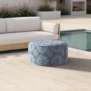 Inflatable Ottoman Stool D21 xH9 for Outdoor/Indoor Use, Water Repellent Patio Foot Rest Stool with Portable Handle,Round Pouf Ottoman Suitable for Garden,Deck and Camping - Medallion Blue by CozyNest Decor