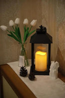 YAKii Hanging Glass Panes Lantern Portable Led Lantern Decorative Operated by 3AAA Battery Use for Garden Yard, Indoor Decoration Candle (Black) by CozyNest Decor