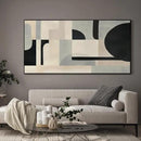 SIGNWIN 36"x72" Extra Large Framed Wall Art Modern Neutral Abstract Geometric in Black and Beige, Clean Minimalist Design for Home Living Room Bedroom Decor (Frame Assembly Required) by CozyNest Decor