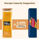 Glass Pasta Storage Jars Square 73oz, 3 Pack Glass Jars With Bamboo Lids, Tall Kitchen Storage Containers For Pasta, Storage For Pantry Organizers by CozyNest Decor