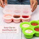 6x3oz Baby Food Freezer Tray with Clip on Lid Gossamer Pink | Leakproof Freezer Molds Silicone Storage Container for Purees Fruits Vegetables by TinyTreasures Baby Boutique