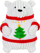 Giftable World Holiday Plush Pet Toy Fun for Christmas Designs with Squeaker Dog Chew Toy (7" Tubby Polly Bear w/Sweater & Squeaker) by TinyTreasures Baby Boutique