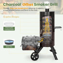 Captiva Designs Charcoal Vertical Smoker Grill and Offset Smoker Grill Combo, Extra Large Outdoor Barrel BBQ Meat Smoker with 5 Removable Smoking Grates & Built-in Hooks for Various Meat Foods by GreenHaven Gardens