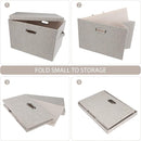 Large 17" 36 Quart Collapsible Stackable Storage Bins with Lids, 3 Packs Beige Linen Fabric Closet Boxes with Lids, Storage Cube Baskets Container Organizers for Bedroom Office(17 x12 x11) by TinyTreasures Baby Boutique