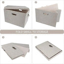 Large 17" 36 Quart Collapsible Stackable Storage Bins with Lids, 3 Packs Beige Linen Fabric Closet Boxes with Lids, Storage Cube Baskets Container Organizers for Bedroom Office(17 x12 x11) by CozyNest Decor