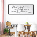 Bless the Food Before Us, the Family Beside Us, and the Love between us Framed Wall Art for Christian God Jesus Christ Prayer, 40''×15'' Positive Holy Religious Rustic Bible Verse for Dining Room by CozyNest Decor