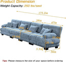 Modular Sectional Sofa, Comfy Cloud Couch 4 Seater Couch, Sectional Couches for Living Room, Modern Chenille Oversized Couches for Bedroom, Sleeper Deep Seat Sofa with Throw Pillows, Blue by CozyNest Decor