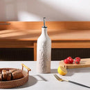 Sweejar Large Olive Oil Dispenser Bottle with Spout, 24 Oz Ceramic Oil Dispenser for Kitchen, Relief Opaque Cruet, Container for Cooking, EVOO, Vinegar, Pack of 1 (GradientFogGray) by CozyNest Decor