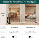 Cumbor 34" Extra Tall No Bottom Bar Baby Gate for Stairs, Auto Close Dog Gate Indoor for Larger Pets, 31.6-48" Hardware Mounted Safety Gate for Doorways, Wide Walk Thru Door for Easy Access (Black) by TinyTreasures Baby Boutique