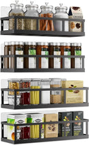 Spice Rack Wall Mounted, 4 Pack Pantry Door Organizer & Hanging Storage Baskets Organizer Wall Mount, Large Capacity Metal Spice Shelf for Kitchen Cabinet, Bathroom, Shower, Home Decor by CozyNest Decor