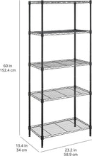 Amazon Basics 5-Shelf Multipurpose Adjustable Sturdy Steel Storage Shelving Unit, Easy Assembly, 13.4" D x 23.2"W x 60"H, Black by CozyNest Decor
