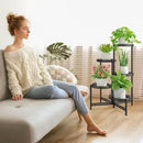 iDavosic.ly 5 Tier Large Plant Stand Indoor with 10-Inch Wide Drainage Tray, Tiered Corner Metal Outdoor Flower Display Holder Shelf, Folding Tall Rack for Patio Porch Balcony, Black Iron Carving by GreenHaven Gardens