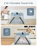 Lilian&Gema 2-in-1 Travel Crib, Portable Crib with Backpack, Lightweight Baby Travel Playpen, Foldable Play Yard with Thick Mattress for Babies & Toddlers, Baby Travel Essential by TinyTreasures Baby Boutique