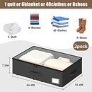 Underbed Storage Bins with Wheels, No Assembly Required - 7.5 inch height Black Large Capacity Rolling Underbed Containers for Shoes, Dorm under bed storage drawers by CozyNest Decor