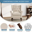 UIXE High Back Accent Chairs Set of 2, Upholstered Armchair in Fabric for Living Room, Retro Wingback Arm Chair Comfy Single Sofa Bedroom Reading Seat with Solid Wood Legs - Beige by CozyNest Decor