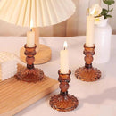 12Pcs Amber Candlestick Holders Set- 4" H Taper Candle Holders Bulk, Glass Candle Holders for Wedding, Party, Fall Dinner Table Centerpieces, Festival Gifts & Windowsill Decor by CozyNest Decor