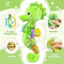 Baby Toys 0 to 12 Months, Musical Stuffed Animal Activity Soft Toys with Multi-Sensory Crinkle, Rattle and Textures, Infant Tummy Time Toys for Newborn Boys Girls, Seahorse, Green by TinyTreasures Baby Boutique