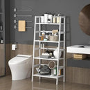 Homykic Bamboo White Bookshelf 4-Tier Ladder Shelf, 49.2” Freestanding Open Bookcase Book Shelf Bathroom Storage Shelf Unit Plant Stand for Small Space, Bedroom, Living Room, Home Office by CozyNest Decor