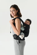 NEST BLANCHE Baby Carrier – Soft Cotton Linen Blend with Magnolia Jacquard Design, Adjustable and Ergonomic for Newborns and Toddlers (Ebony) by TinyTreasures Baby Boutique