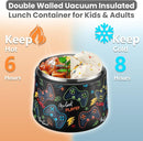14oz Insulated Vacuum Food Jar with Buckle Lid,Soup Thermo for Hot Food Kids,Wide Mouth Leakproof Stainless Steel Lunch Container with Spoon-Black Game by TinyTreasures Baby Boutique