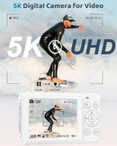 5K Digital Camera - 72MP UHD Digital Cameras for Photography - Autofocus Point and Shoot Small Camera with Flash for Kids - 2.8 Inch Screen Compact Portable Vlogging Camara with 16X Zoom, 32GB SD Card by TinyTreasures Baby Boutique