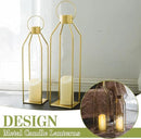 HPC Decor Modern Farmhouse Lantern - 22'' 19'' Large Tall Gold Metal Candle Lanterns with Timer Flickering Candles for Living Room, Outdoor, Fireplace Mantle Decor by CozyNest Decor