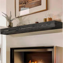 72x8x5 Fireplace Mantel - Handcrafted Hollow Rustic Solid Wood Wall Mounted Floating Shelf with Invisible Heavy Duty Wood Bracket (Weathered Black) by CozyNest Decor
