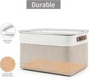Storage Bins Large Fabric Storage Baskets for Shelves 3 Pack, Decorative Linen Closet Baskets with Handles for Organizing, Shelf, Clothes, Home, Office, 15x11x9.5Inches (Beige&White) by CozyNest Decor