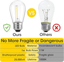 Meconard Outdoor Patio String Light Bulbs, Shatterproof Waterproof S14 LED Replacement Bulbs for Outdoor String Lights, 1W LED Bulbs Equal to 11W Incandescent, 2200K Warm White, E26 Base, Non-Dimmable by GreenHaven Gardens