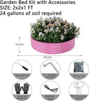 Galvanized Metal Planter Round Raised Garden Bed Kit for Gardening Outdoor，2x2x1ft Grow Garden Box Raised Flower Bed，Round Galvanized Planter Outdoor Metal Fire Pit Ring by GreenHaven Gardens