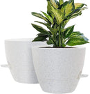 WOUSIWER 10 inch Self Watering Planters, 2 Pack Large Plastic Plant Pots with Deep Reservior and High Drainage Holes for Indoor Outdoor Plants and Flowers, Speckled White by GreenHaven Gardens