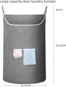 X-Large Door Hanging Hamper Bag,2 Pack Large Capacity Hanging Laundry Hamper Basket with Wide Opening Dirty Clothes Laundry Hamper Storage Bag Size 35X22inch(Grey-2Pack) by CozyNest Decor