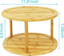 Wood Lazy Susan Organizer Bamboo 2-Tier Rotating Storage Rack – 360° Turntable Organizer for Kitchen, Spices, Cosmetics by CozyNest Decor