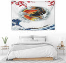 Houselerax Koi Fish Tapestry, Japanese Style Yin Yang Big Wave Cherry Blossoms Tapestries Wall Hanging for Bedroom Living Room Office Decor 60"x40" by CozyNest Decor