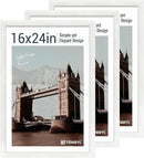 16x24 Poster Frame 3 Pack - White, Textured Solid Wood Picture Frame, Wall Gallery Photo Frame by CozyNest Decor