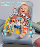 Baby Stroller Arch Mobile With Universal Clamps - Clip-On Activity Bar for Bassinet, Bouncer, Crib, Car Seat - Musical Infant Toys With Elephant Squeaker and Zebra Rattle by TinyTreasures Baby Boutique