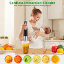 Cordless Immersion Blender Handheld, Rechargeable 4 In 1 Electric Hand Blender Stick Blender Variable Speed with Chopper, Beaker, Whisk, Stainless Steel Blade for Soup, Baby Food, Smoothies by TinyTreasures Baby Boutique