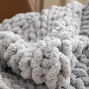 WESHIONGOO Chunky Knit Blanket Throw 40"×40" Knitted Throw Blankets for Couch Bed Fluffy Soft Blanket with Jumbo Chenille Yarn Thick 100% Handmade (Light Grey) by CozyNest Decor