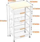 5-Layer Fruit Basket Kitchen Food Storage Organizer and Storage Rack, Stackable Storage cart with Desktop, Pull-Out Hollow Metal Storage Basket, Wheeled Sorting Rack Spice Rack by CozyNest Decor